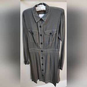 NWT Olive Green Button-Up Shirt Dress